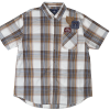 BORN FLY S/S PLAID BUTTON DOWN BROWN - 1611W9865BT