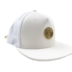 CAPITAL GAINS VEGAN LEATHER TRUCKER HAT WHITE - CG027