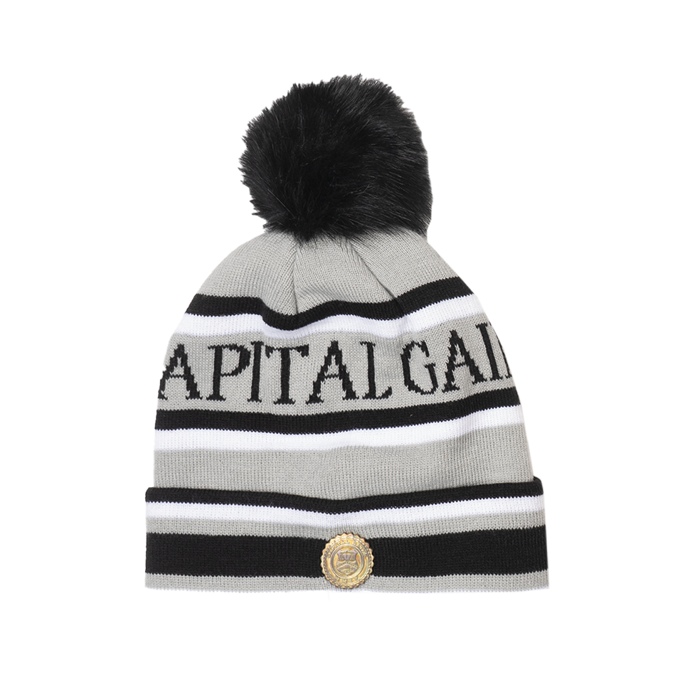 CAPITAL GAINS SCRIPT POM BEANIE BLK/GRY/WHT - CG038