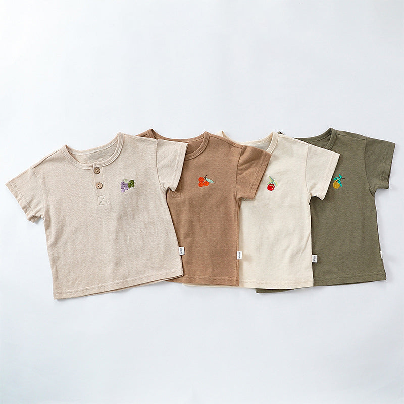 Baby Kid Girls Boys Solid Color Fruit Tops Wholesale 24052220
