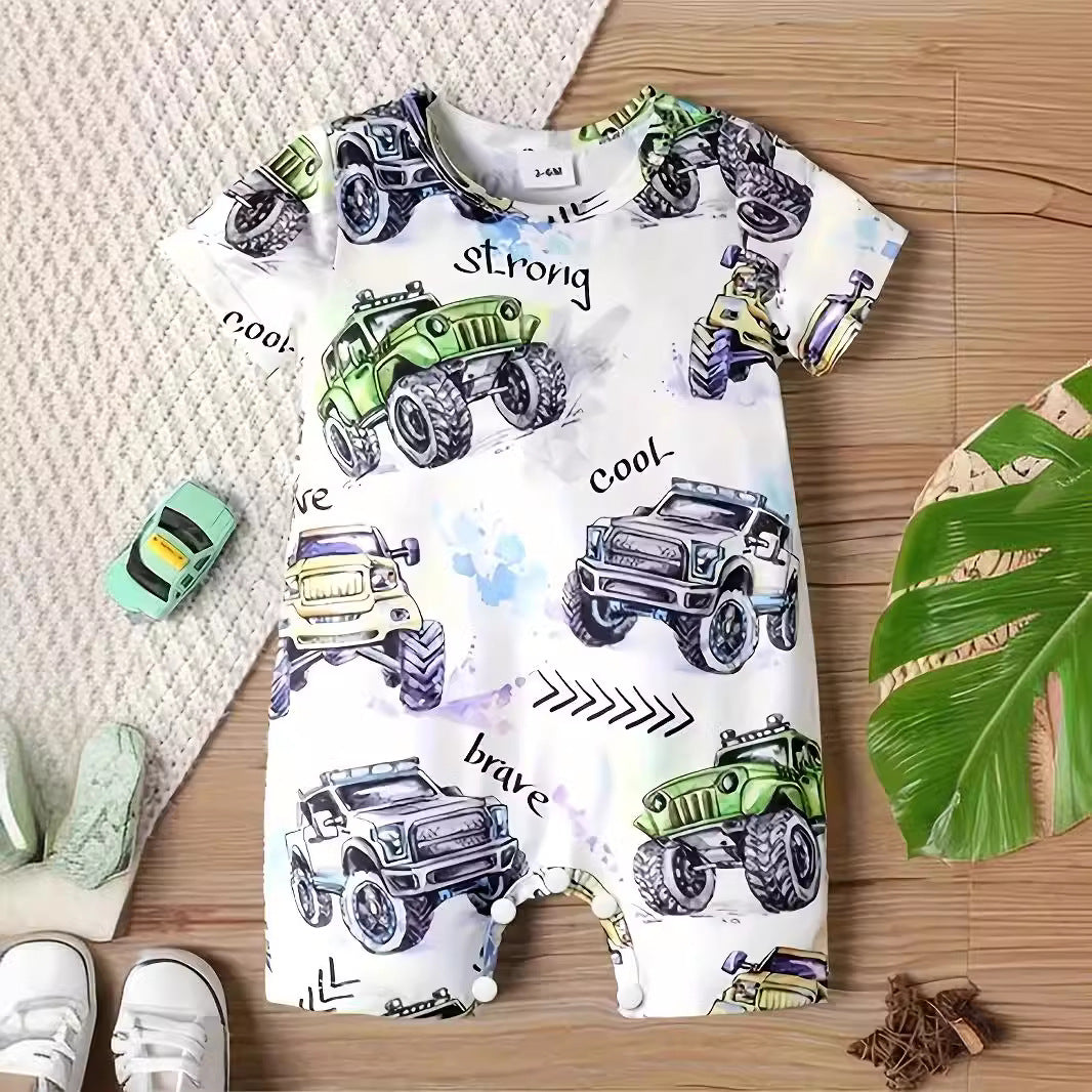 Baby Kid Boys Car Print Rompers Wholesale 240701176