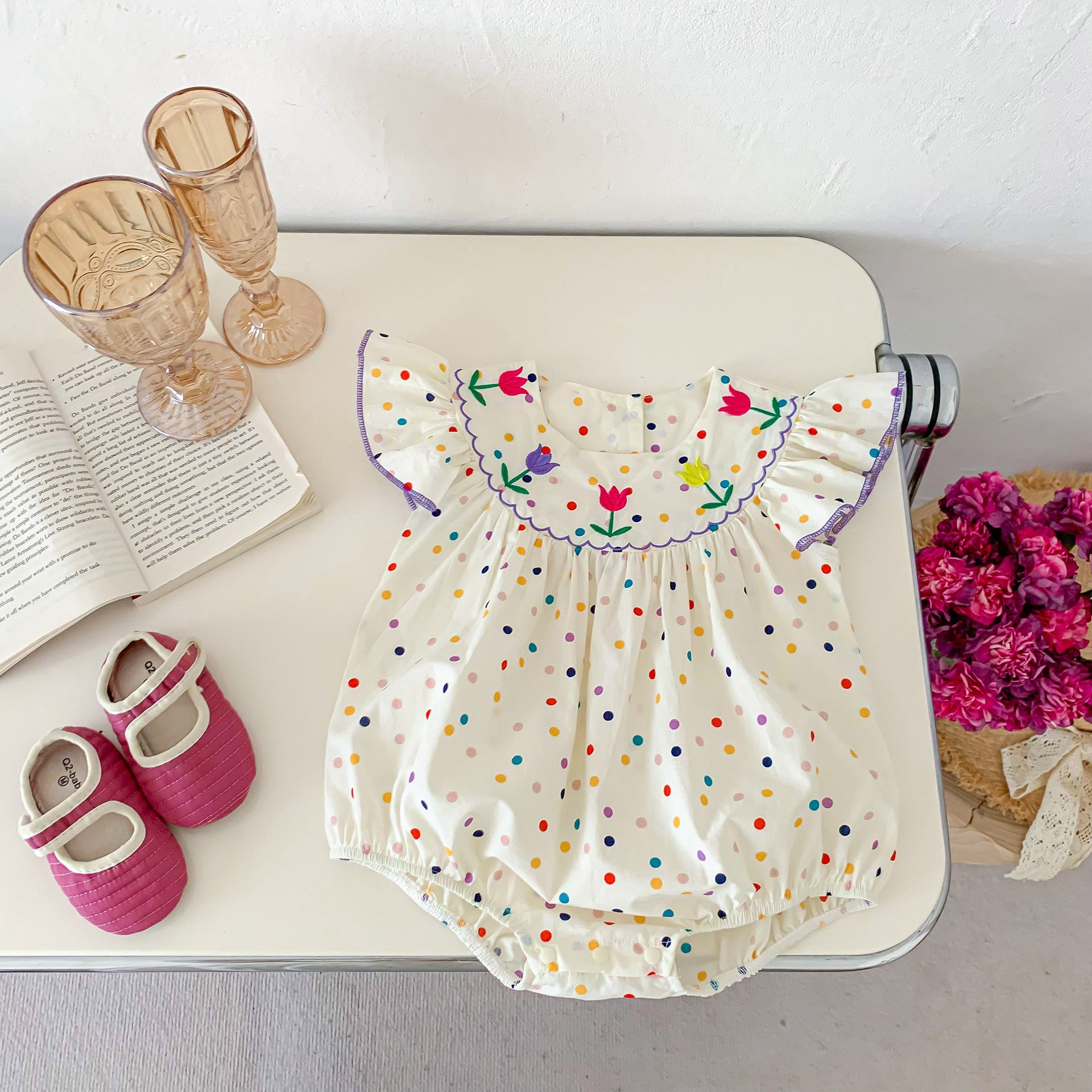 Baby Girls Flower Polka dots Rompers Wholesale 24080238
